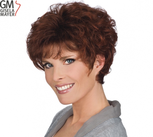 Wigs, synthetic hair, short, wavy and curly, wefted