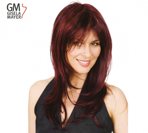 Wigs, synthetic hair, long, straight, monofilament and wefted